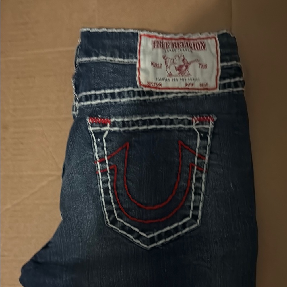 True Religion Blue Skinny Jeans with Signature Stitching